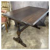 Antique Trestle Drop Leaf Dining Table