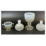 Vintage Opalescent Hobnail Glass Vessels