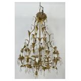 Italian Gilt Reproduction Chandelier w/ Prisms