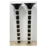 Vintage Stacked Lucite Torchiere Floor Lamps