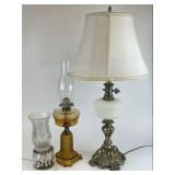 Vintage Table & Hurricane Lamps