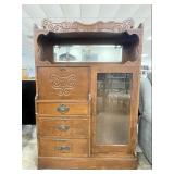 5.5 FT Antique Oak Side by Side Secretary Cabinet