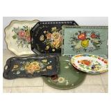 Vintage Hand Painted Metal Trays