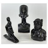 Mid Century Wood & Porcelain Sculptures