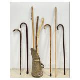 Vintage Coal Scuttle &  Walking Sticks and More