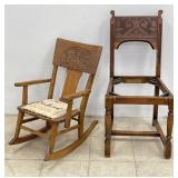 Duncan Implement Co. Carved Wooden Rocking Chair