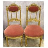 Louis XVI Style Gilt Open Back Chairs