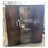 5 FT Wooden Cabinet w/ Central Glass Display Panel
