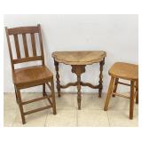 Vintage Chair, Stool & Accent Table