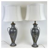 Pewter Base Lamps w/ Brass Accents