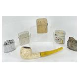 Hand Carved Meerschaum Pipe & More
