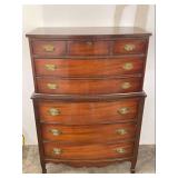 Antique Dixie Bow Front Mahogany Highboy Dresser