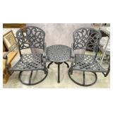 Cast Aluminum Patio Chairs & Side Table