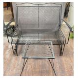 Wrought Iron Glider Bench & Side Table