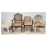 Vintage Wooden Frame Chairs & Accent Side Table