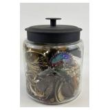 Selection of Costume Jewelry in Lidded Glass Jar