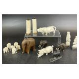 Antique Carved Bone & Wood Figurines