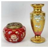Fenton Hand Painted Powder Box & More - Signed