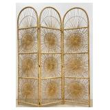 6 FT Vintage Rattan & Wicker 3 Panel Room Divider