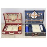 Vintage Leather Style Case Picnic Sets
