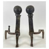 Antique Cast Iron Fireplace Andirons