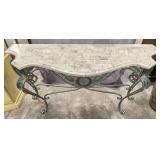 Wrought Iron & Composite Stone Console Table