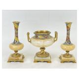 Onyx & Gilt Brass Garniture Set