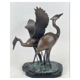 Patinated Brass Crane Sculpture