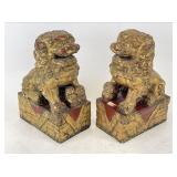 Vintage Hand Carved Wood Foo Dogs