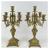Ornate Brass 5 Arm Candelabras
