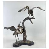 Bronze Crane Sculpture
