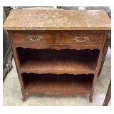 French Style Wooden Open Shelf Cabinet w/ Marble