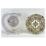 Signed Art Glass & Stained Glass Style Plate