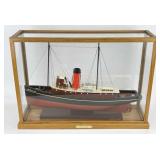 Signed Handcrafted Boat Model in Display Case