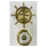 Ship's Time Brass Clock & AM Brass Barometer
