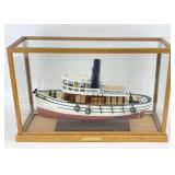 Signed Handcrafted Boat Model in Display Case