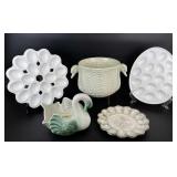Selection of Vintage Hand Painted Glazed Planter &