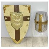 Decorative El Cid Metal Shield & Crusader Helmet