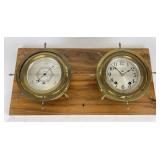 Brass Ship's Clock & Barometer Plaque