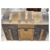Vintage Camel Back Wood & Metal Trunk