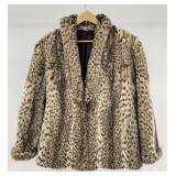 Vintage Style Spotted Leopard Print Fur Coat