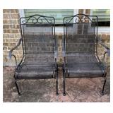 Wrought Iron Mesh Spring Patio Armchairs