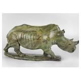 Hand Carved Verdite Rhinoceros Sculpture - James