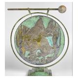 Art Deco Patinated Metal Table Dinner Gong-