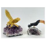 Bird Figurines on Amethyst Bases