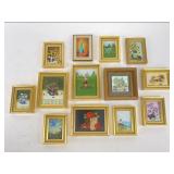 Gilt Framed Miniature Oil on Board Paintings