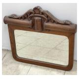 Antique Oak Framed Beveled Mirror
