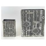 Brutalist Cast Steel Block Vases