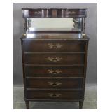 Maslow & Freen mahogany mirror-back high chest