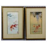 Pair of goldfish framed works Pair of goldfish framed works